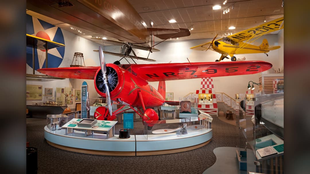 Archival photograph of Amelia Earhart's Lockheed Vega 5B monoplane