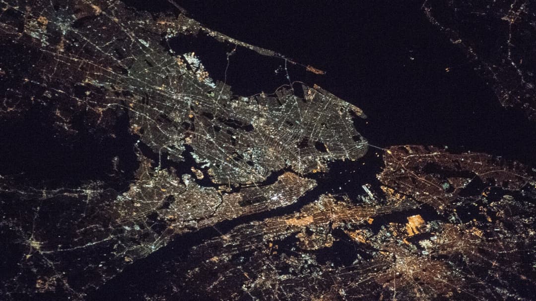 Nighttime view of the New York City metropolitan area from the International Space Station