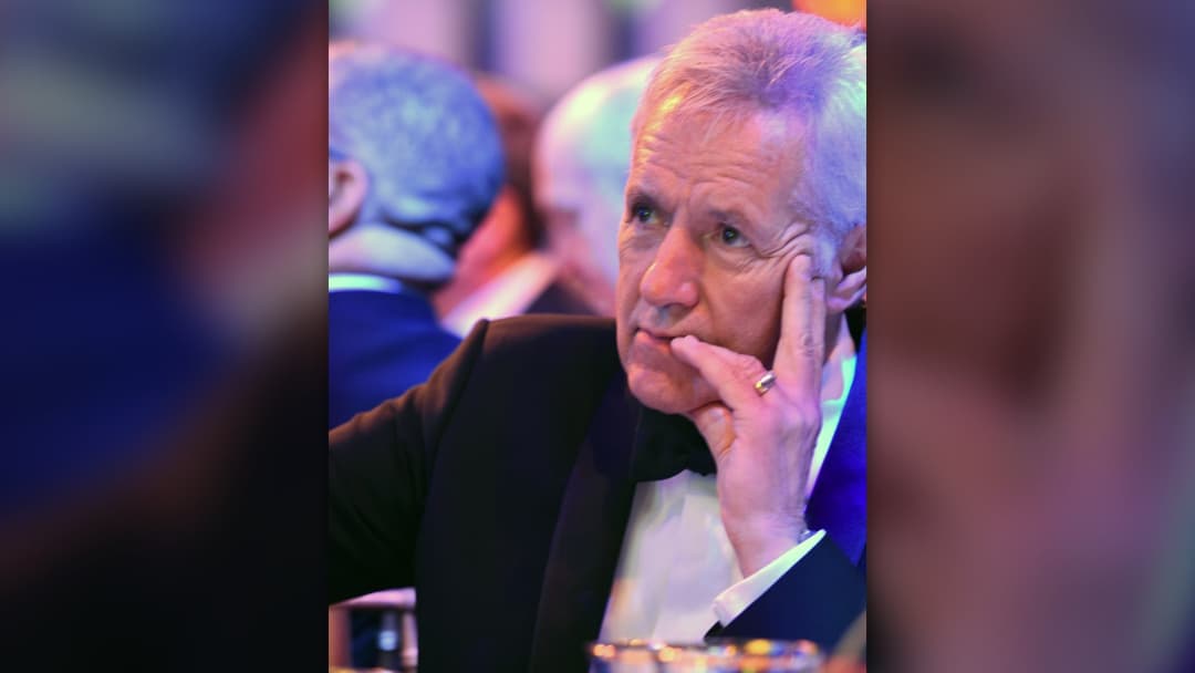 Jeopardy host Alex Trebek speaking at the 2016 USO Gala in Washington, D.C.