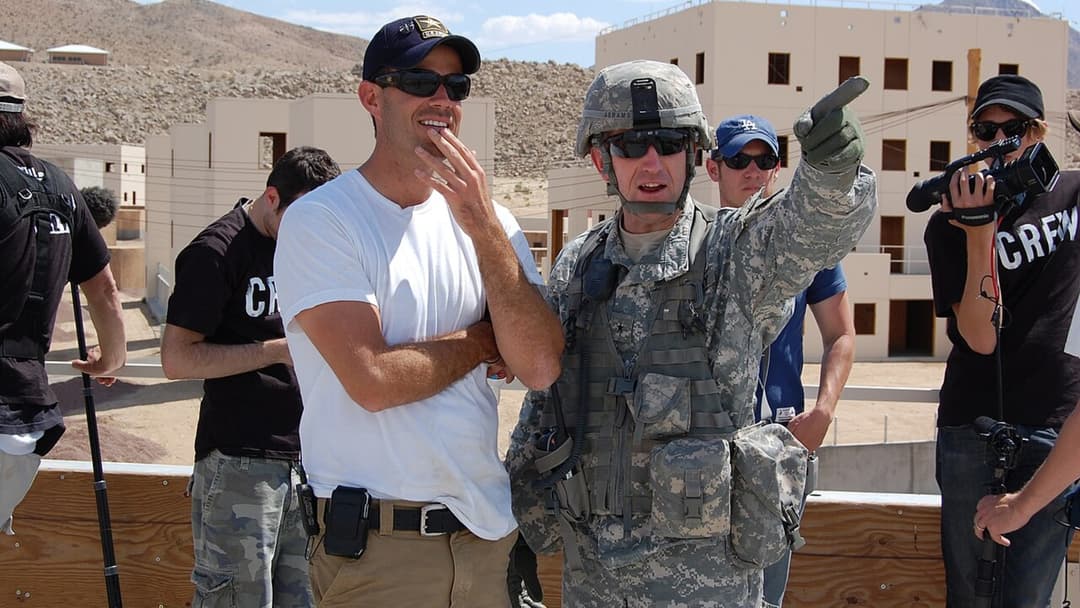 Television host Carson Daly visiting with Brig. Gen. Robert Abrams at Fort Irwin in California