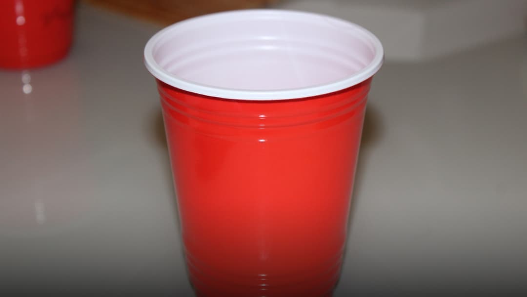 Classic red Solo plastic party cup.