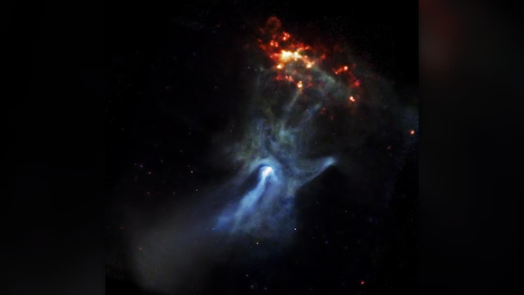 NASA Chandra X-ray Observatory view of pulsar wind nebula PSR B1509-58 known as the Hand of God