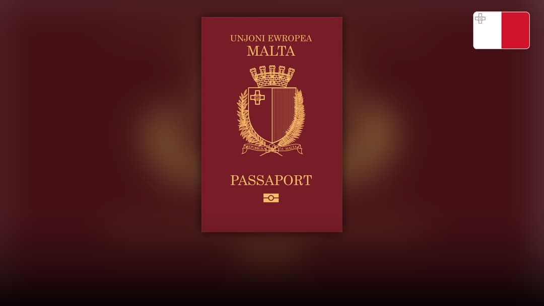 Burgundy Maltese electronic passport cover with the national coat of arms.
