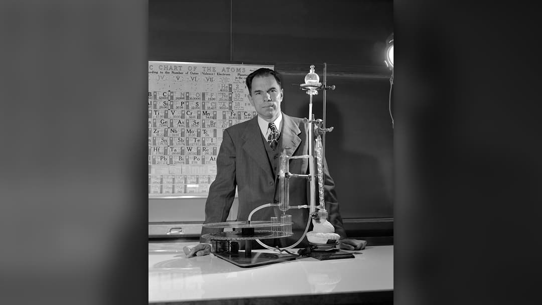 Chemist Glenn Seaborg working in his radiation laboratory