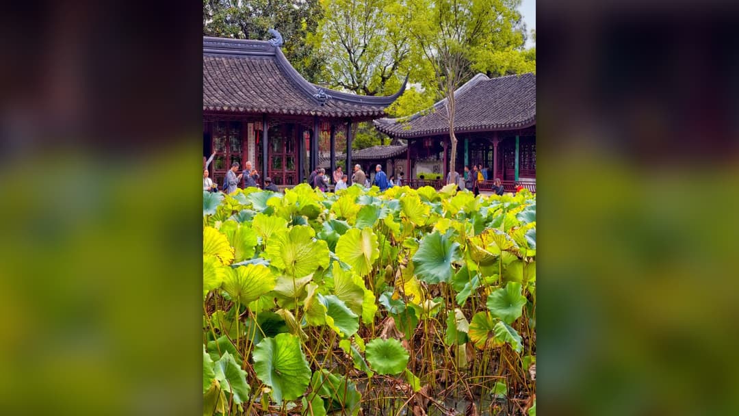 Traditional historic gardens and pavilion in Jiangsu province