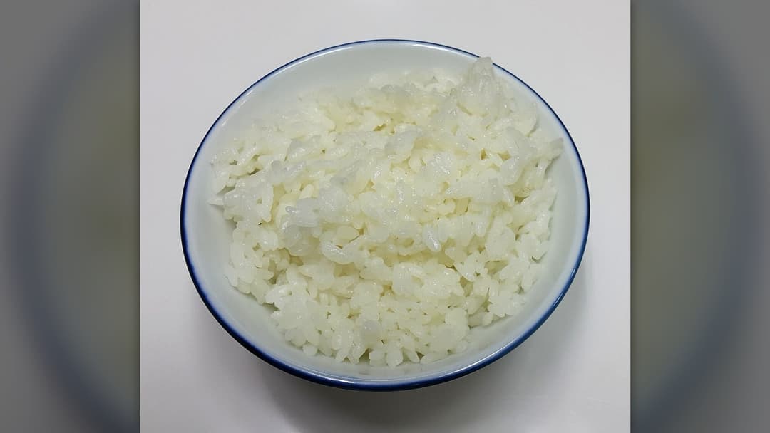 Steaming bowl of plain fluffy cooked white rice