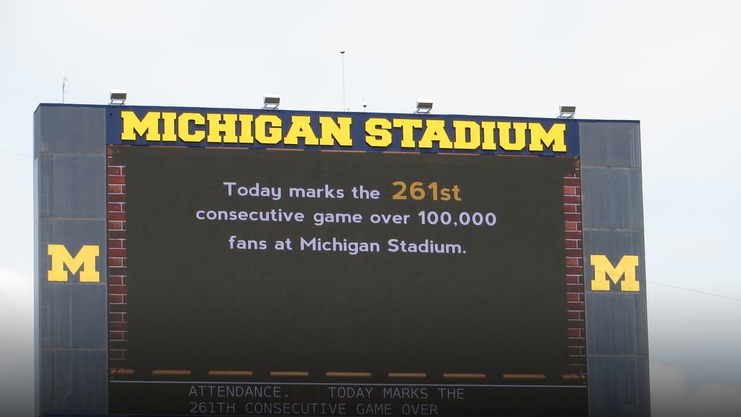 Michigan Stadium packed with over 100,000 fans in Ann Arbor.