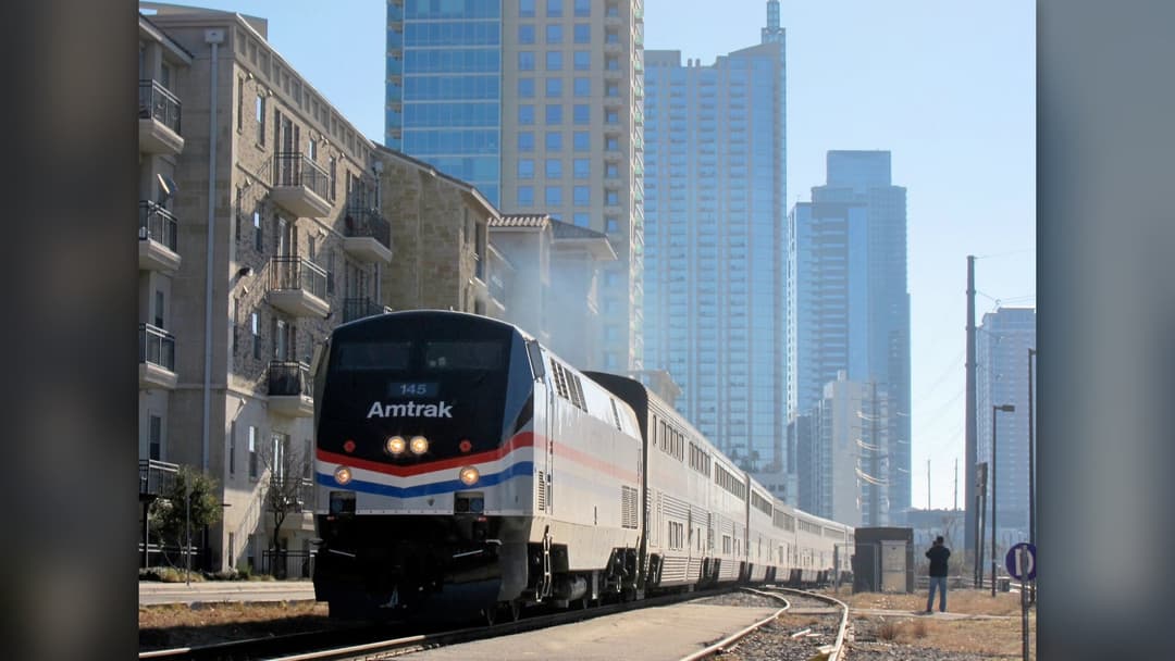 Amtrak's Texas Eagle arriving in Austin, Texas, on its route between Los Angeles and Chicago.