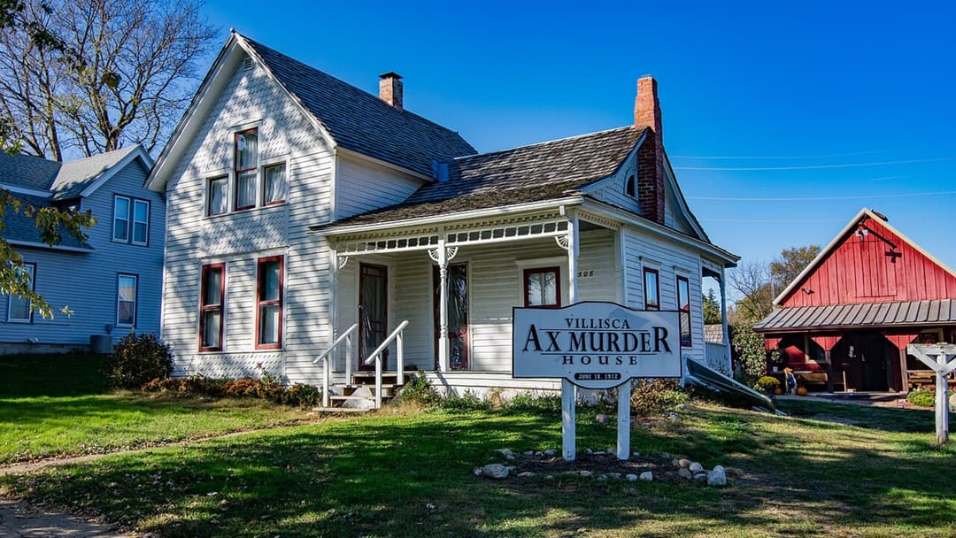 White wooden frame Josiah B. and Sara Moore House in Villisca, Iowa