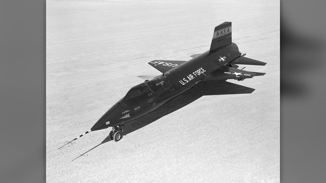 North American X-15 hypersonic rocket-powered research aircraft on the dry lakebed