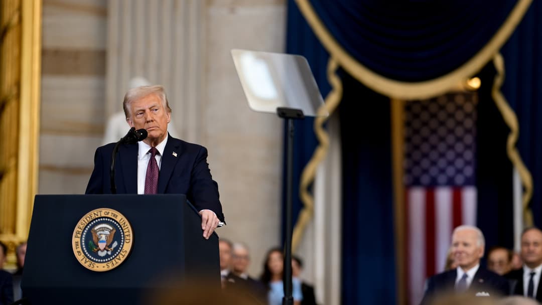 Donald Trump addressing the nation from the Capitol podium