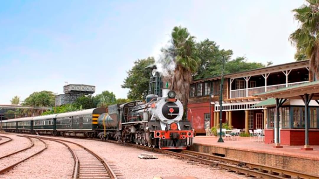 Rovos Rail luxury passenger train at Capital Park Station in Pretoria, South Africa.