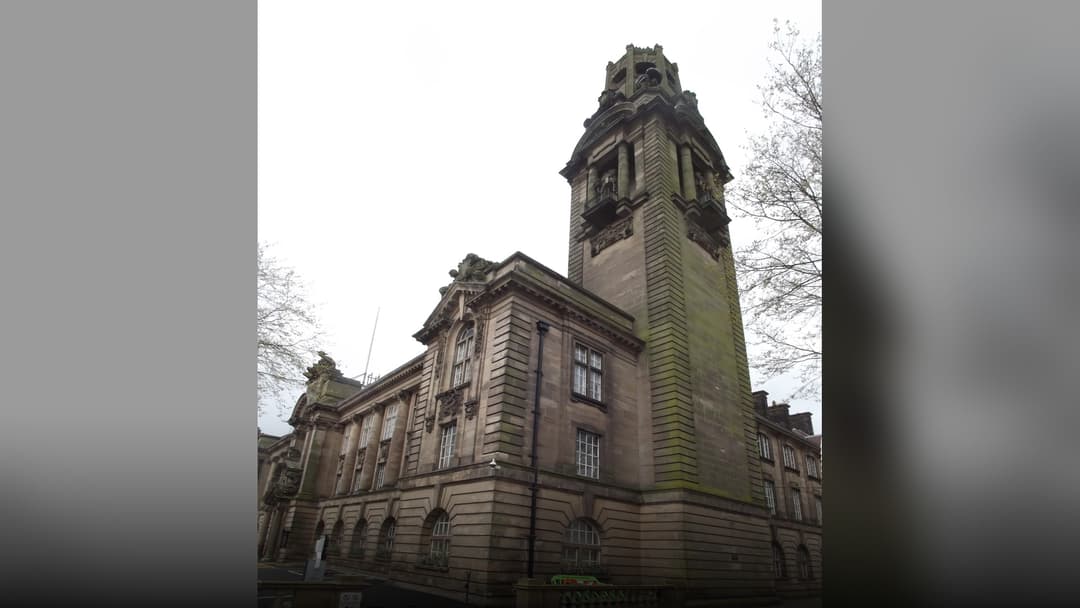 The Edwardian baroque tower and facade of Walsall Council House on Lichfield Street in Walsall.