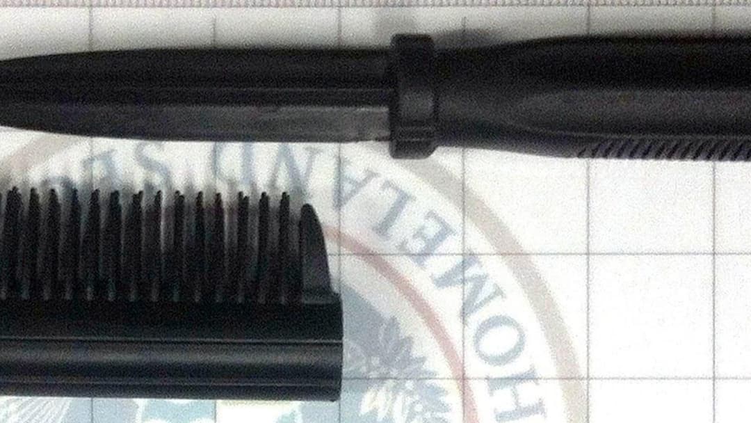 Concealed dagger hidden inside a plastic hairbrush confiscated by TSA at Columbus Airport