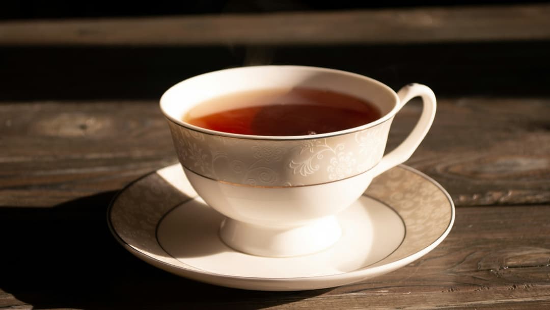 Traditional brass tea samovar brewing hot tea outdoors