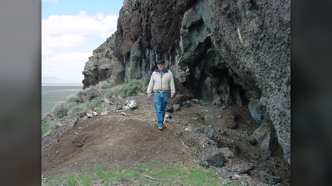 Rock overhangs of the Paisley Caves above the Summer Lake basin in Lake County, Oregon