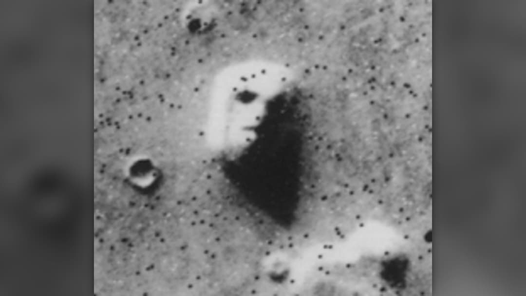 NASA Viking 1 orbiter photograph of the Cydonia mesa known as the Face on Mars