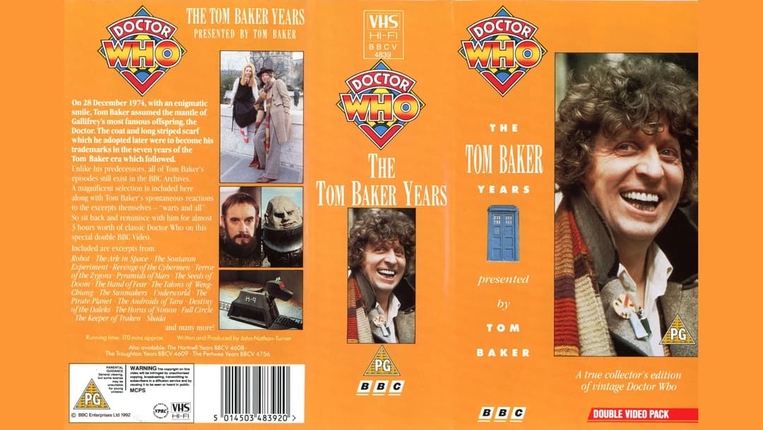 Actor Tom Baker in his signature scarf as the Fourth Doctor in Doctor Who: The Tom Baker Years