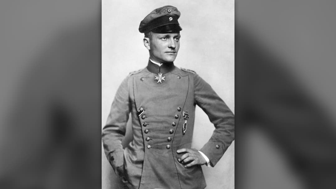 Formal portrait of World War I German fighter ace Manfred von Richthofen, known as The Red Baron