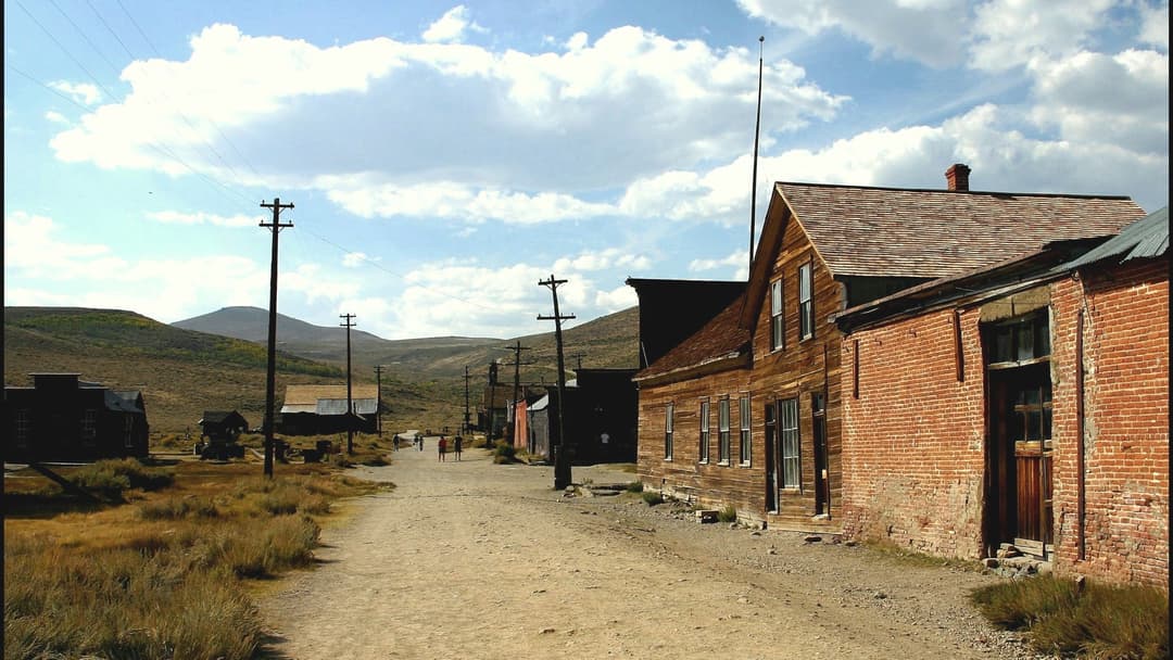 Abandoned wooden gold-rush buildings in Bodie State Historic Park, California