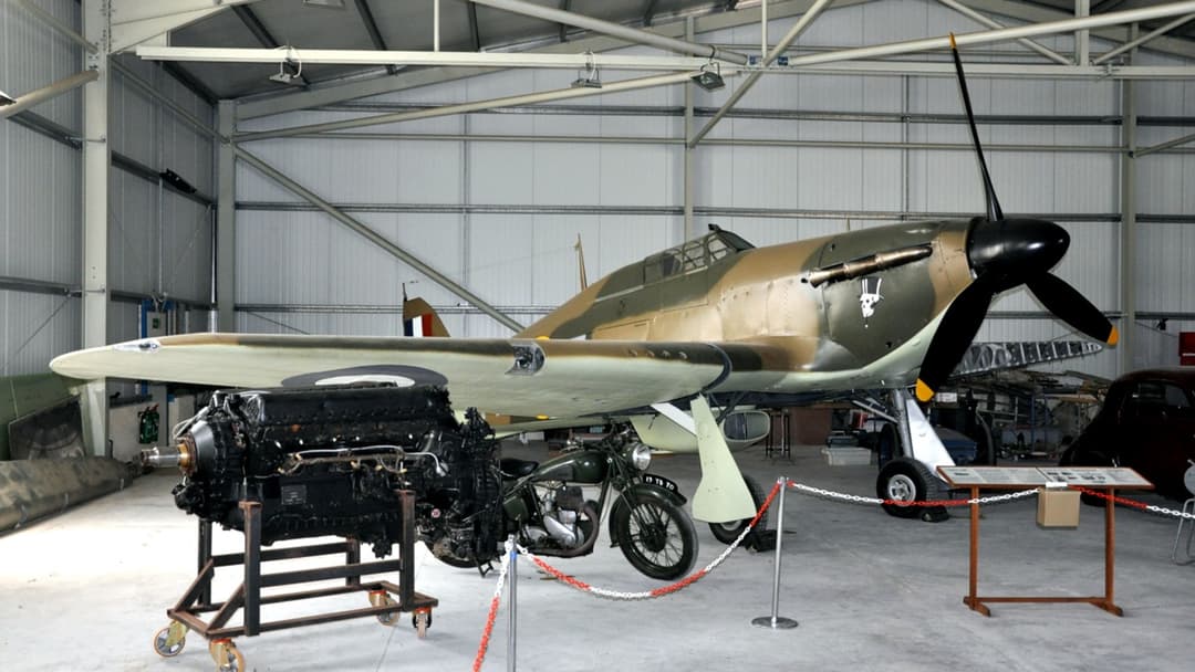 Royal Air Force Battle of Britain Memorial Flight Hawker Hurricane WWII fighter banking in flight