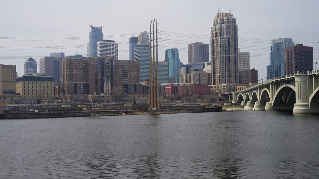 Downtown Minneapolis Minnesota skyline overlooking the Mississippi River