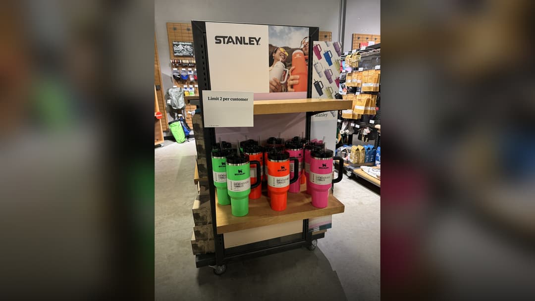 Stanley Quencher insulated tumbler on display.