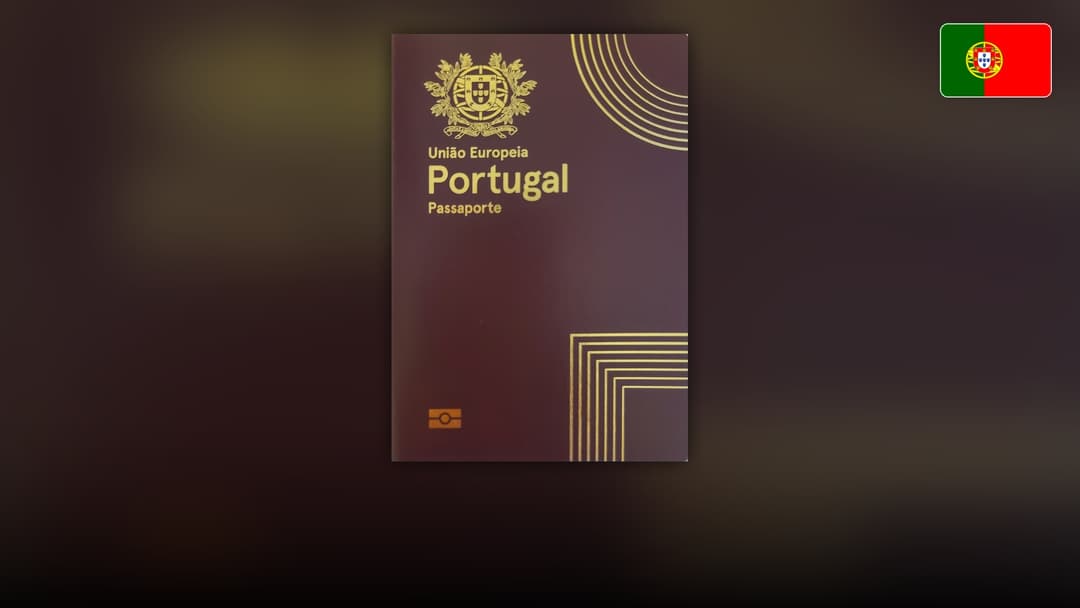 Deep red Portuguese passport cover with the armillary sphere and national shield.