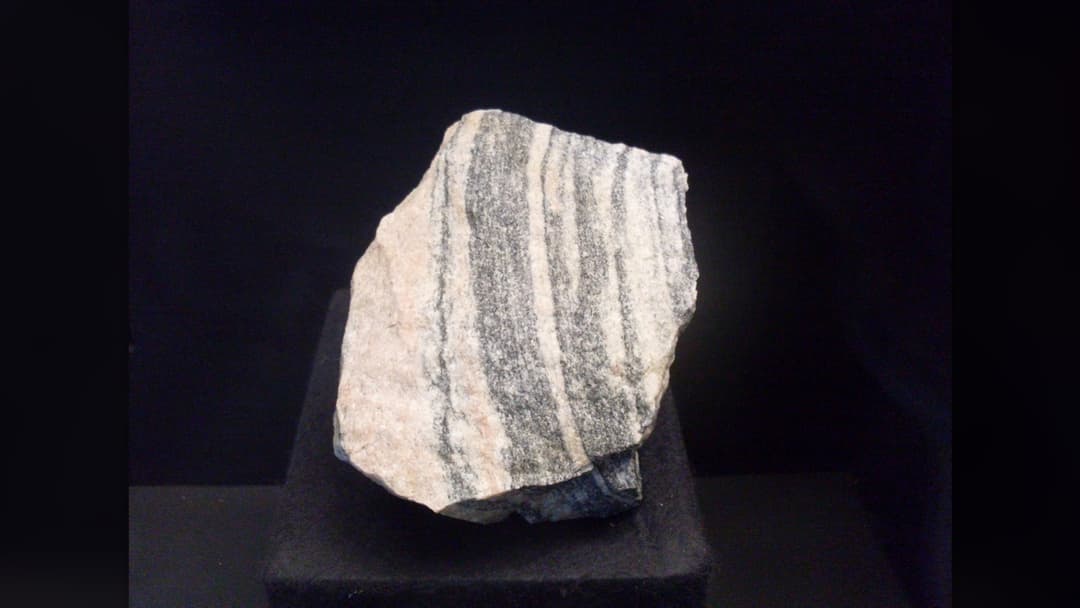 Metamorphic rock specimen of 4.03-billion-year-old Acasta Gneiss from the Northwest Territories of Canada