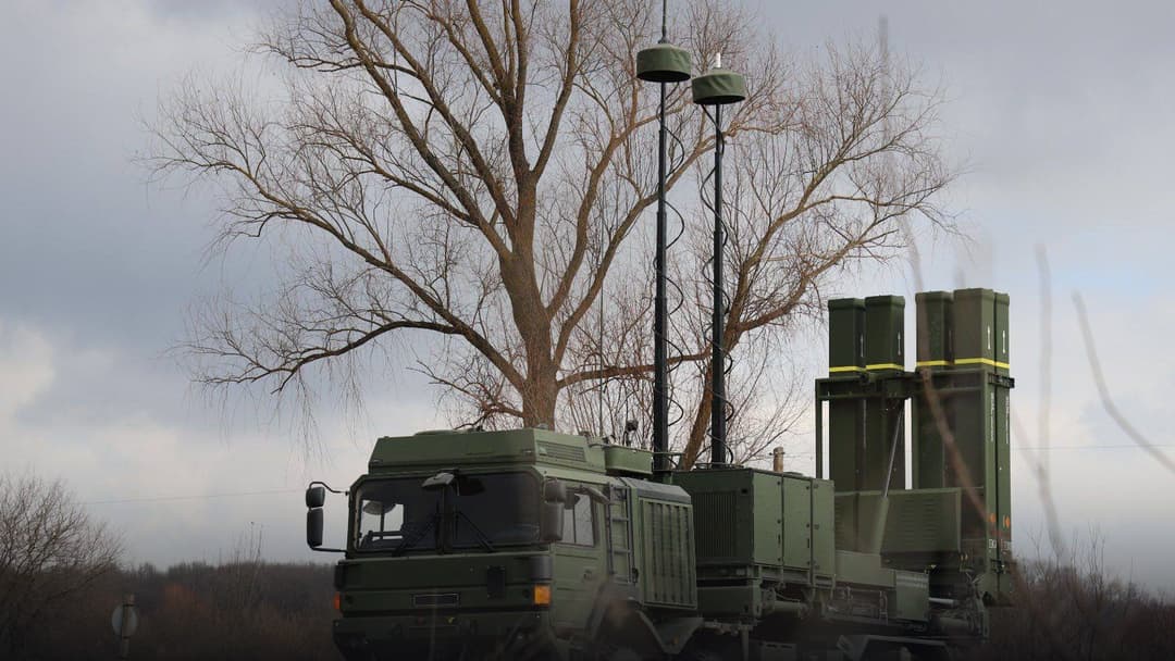 German-made IRIS-T SLM missile launcher vehicle deployed in field