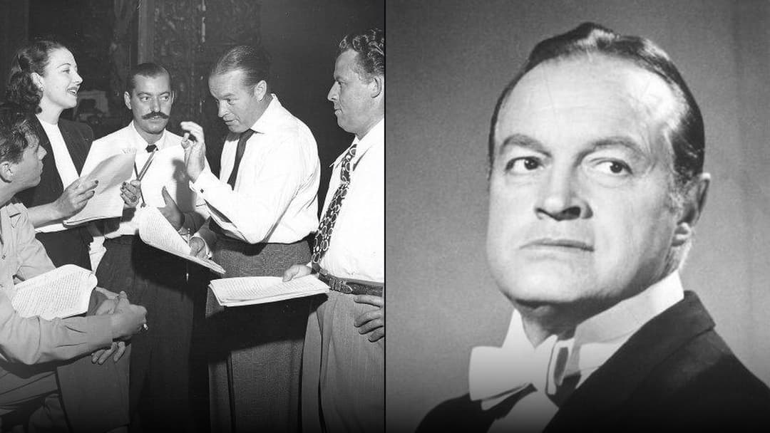 Side-by-side comparison of Bob Hope in a 1940s comedy still on the left and in a 1969 NBC television portrait on the right.