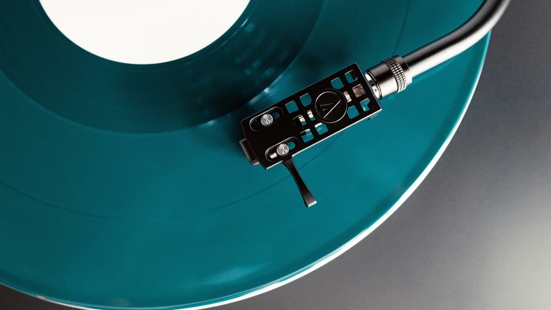 Turntable playing a vintage vinyl record
