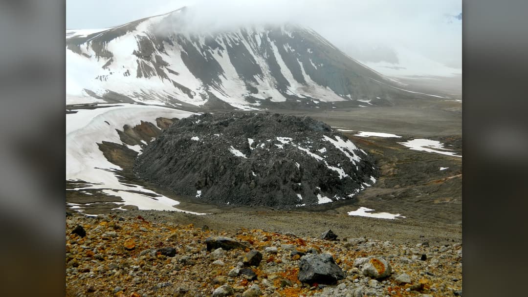 Dark rhyolite lava dome of Novarupta in Katmai National Park, Alaska.