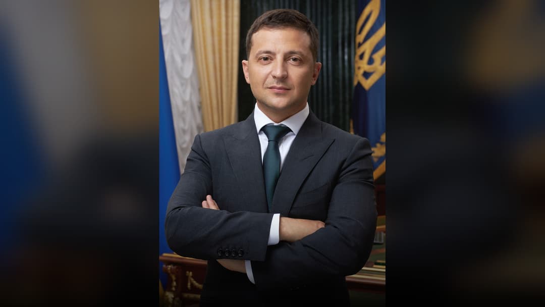 Historical portrait of Volodymyr Zelenskyy documenting their transition from cinema to public office.