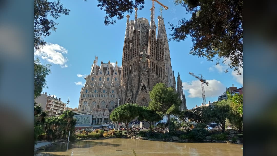 Intricate organic towers of the Sagrada Familia basilica in Barcelona