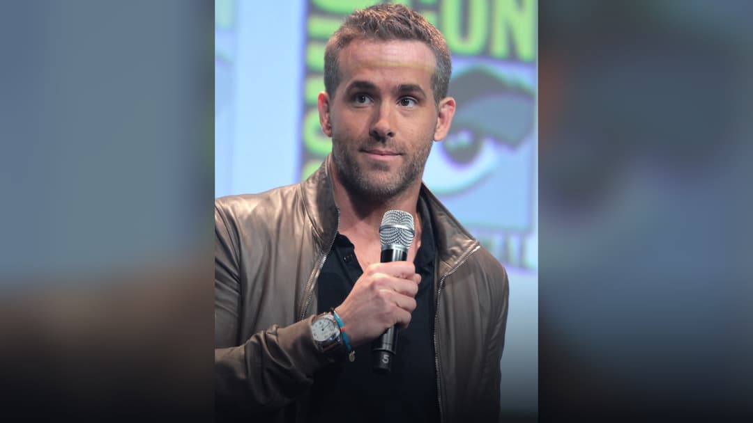 Actor Ryan Reynolds speaking at a Deadpool panel at San Diego Comic-Con.