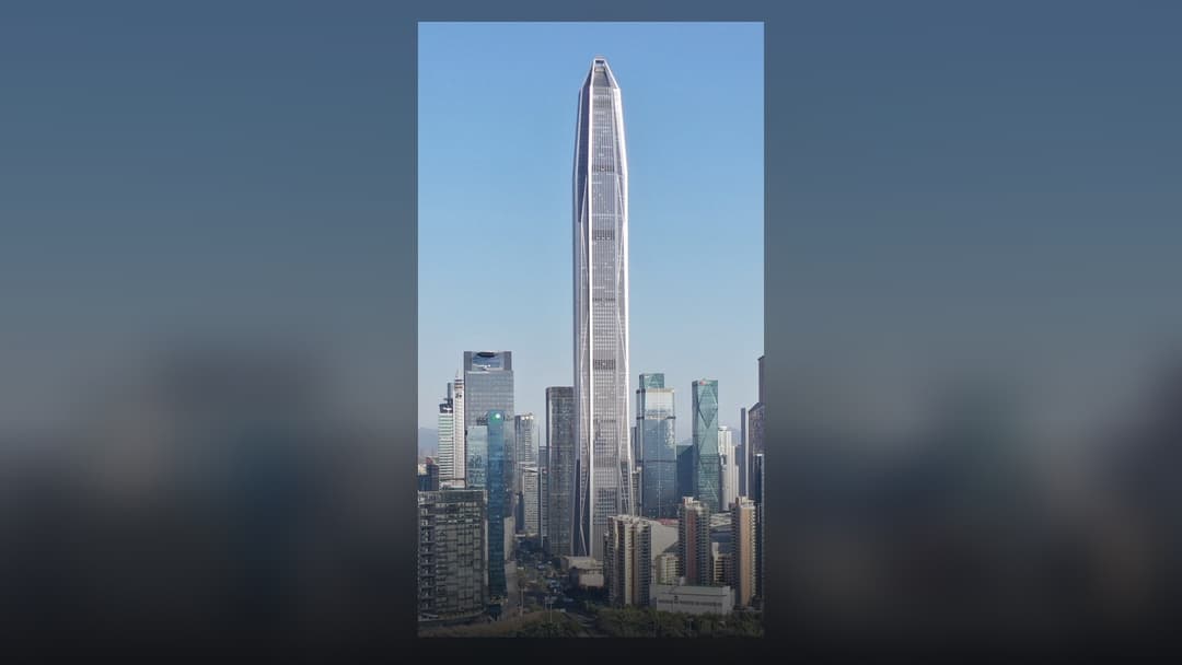 Ping An Finance Centre's massive stainless-steel facade in Futian, Shenzhen.