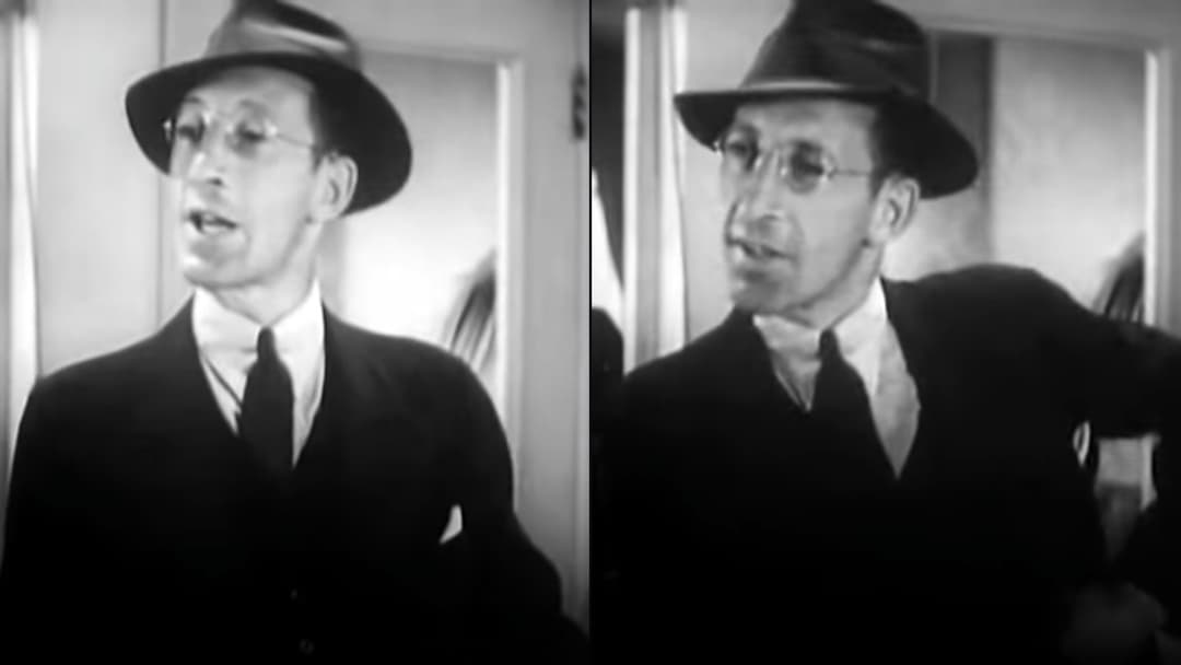 Side-by-side comparison of character actor Charles Lane in a 1936 film still on the left and another classic screen role on the right.