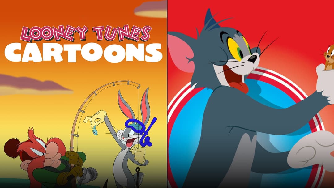 50/50 split cover artwork featuring Looney Tunes Bugs Bunny and classic Tom and Jerry.