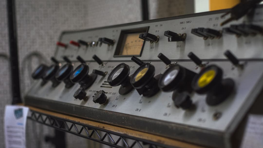 Vintage broadcast radio studio audio control board console