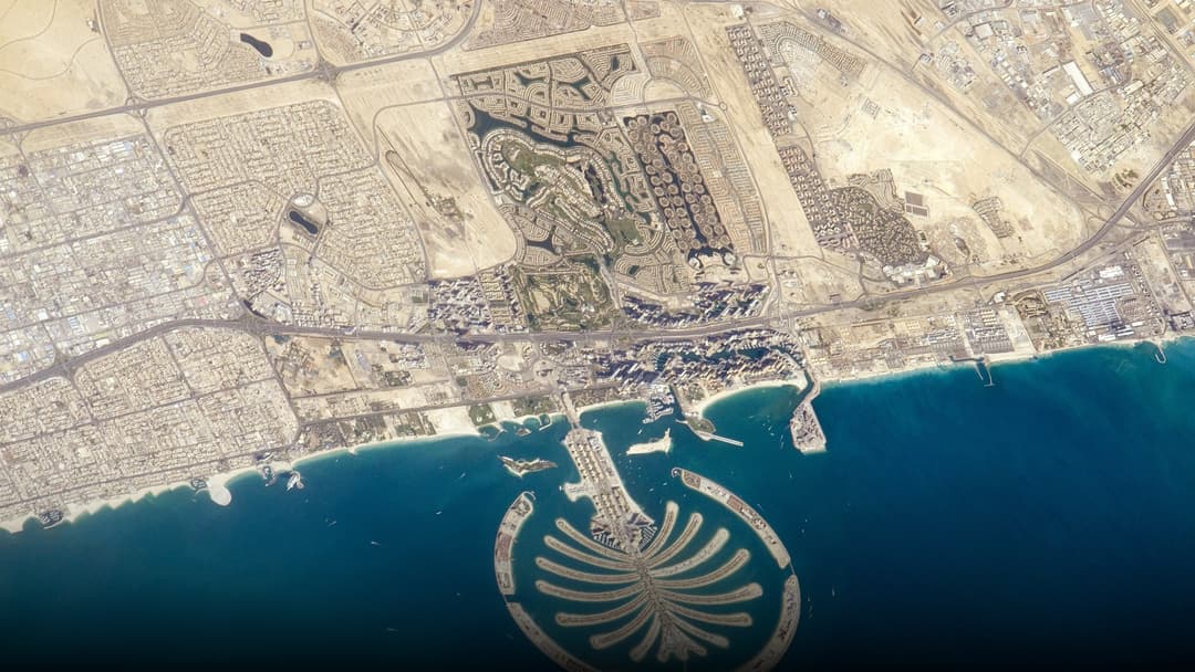 Orbital astronaut and satellite photography of The Palm Jumeirah.