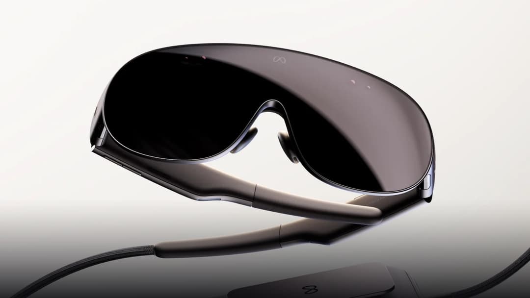 Macro view of the precision magnesium alloy frame, bridge, and temple mechanics of the Meta VR Glasses.