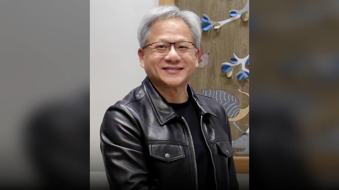 Jensen Huang in his signature black leather jacket at COMPUTEX.