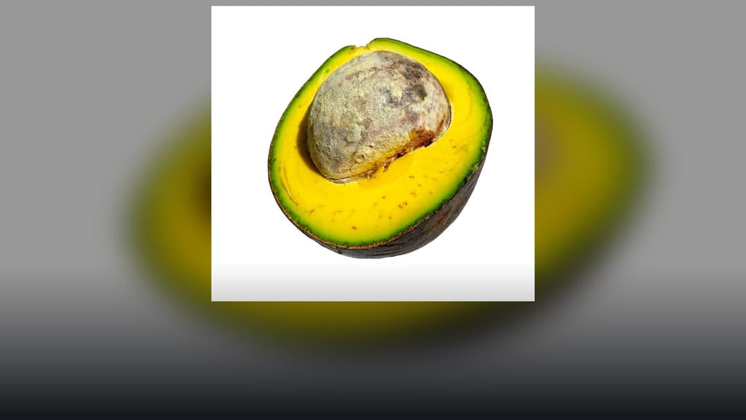 Vibrant ripe avocado sliced in half displaying central pit on a pristine bright white background.