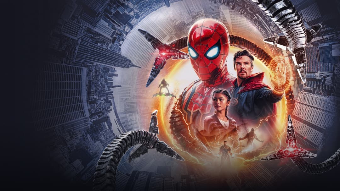 Spider-Man crouching in costume in Spider-Man: No Way Home.