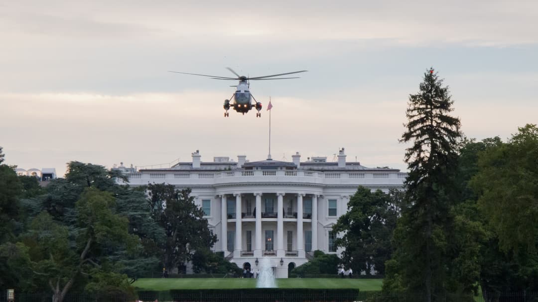 The White House lawn and Marine One in Washington, D.C.
