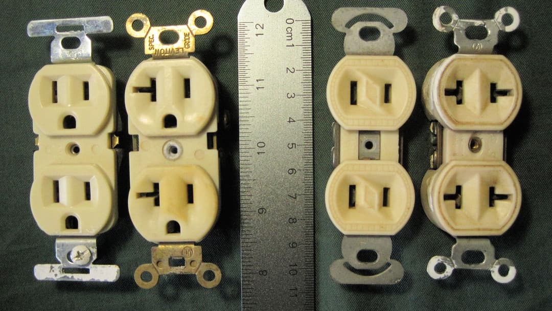 Standard American NEMA 5-15 duplex wall outlet electrical receptacle