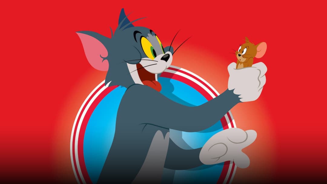 Iconic animation artwork of Tom holding Jerry in his hand from classic Hanna-Barbera and MGM animation.
