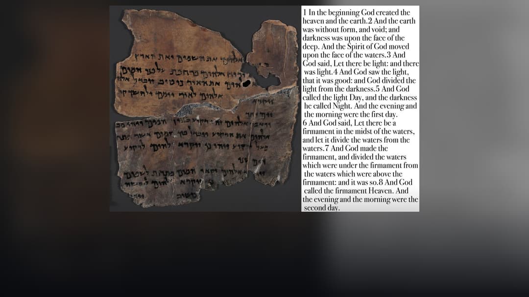 Ancient Hebrew biblical manuscript fragment of Genesis from the Dead Sea Scrolls.