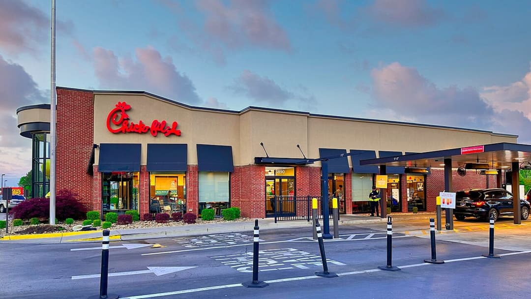 Exterior storefront photograph of Chick-fil-A location in the United States.